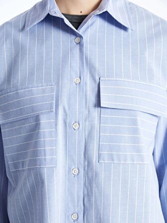 Çizgili Uzun Kollu Kadın Gömlek