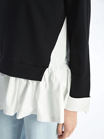 Bisiklet Yaka Düz Oversize Kadın Sweatshirt Tunik