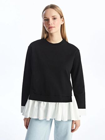 Bisiklet Yaka Düz Oversize Kadın Sweatshirt Tunik
