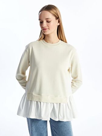 Bisiklet Yaka Düz Oversize Kadın Sweatshirt Tunik