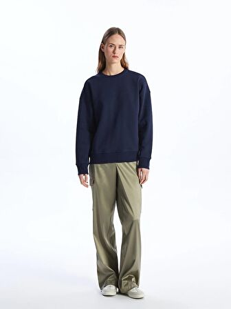 Bisiklet Yaka Oversize Kadın Sweatshirt