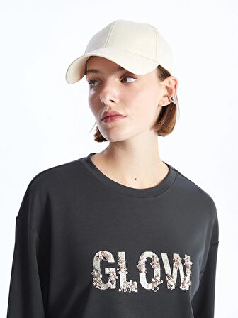 Bisiklet Yaka Pul Payetli Kadın Sweatshirt
