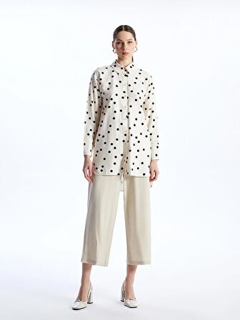 Puantiyeli Uzun Kollu Kadın Gömlek Tunik