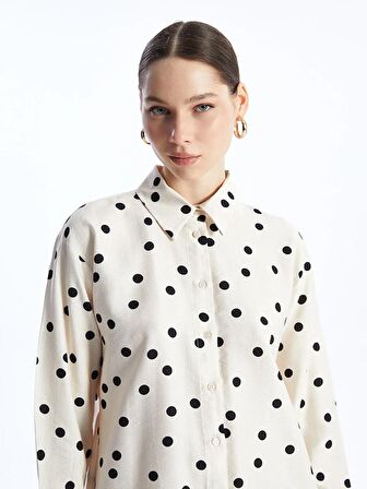 Puantiyeli Uzun Kollu Kadın Gömlek Tunik