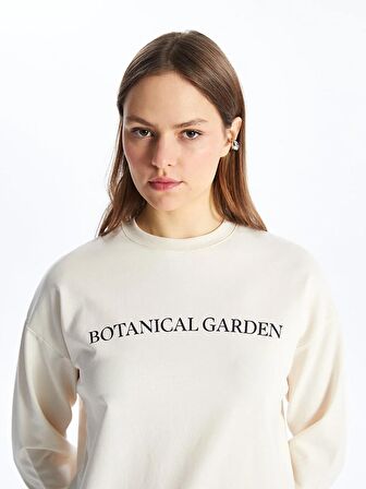 Bisiklet Yaka Baskılı Uzun Kollu Kadın Sweatshirt Tunik