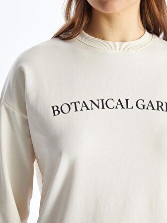 Bisiklet Yaka Baskılı Uzun Kollu Kadın Sweatshirt Tunik