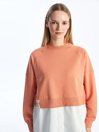 Bisiklet Yaka Düz Oversize Kadın Sweatshirt Tunik