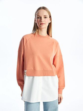 Bisiklet Yaka Düz Oversize Kadın Sweatshirt Tunik