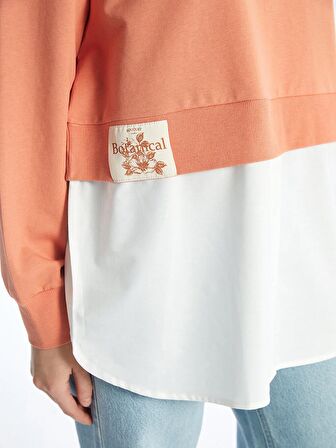 Bisiklet Yaka Düz Oversize Kadın Sweatshirt Tunik