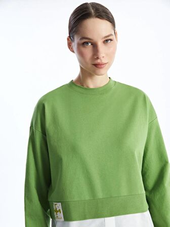 Bisiklet Yaka Baskılı Oversize Kadın Sweatshirt Tunik