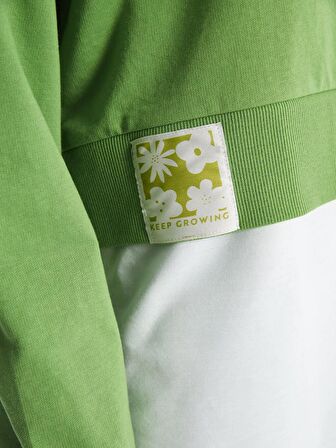 Bisiklet Yaka Baskılı Oversize Kadın Sweatshirt Tunik