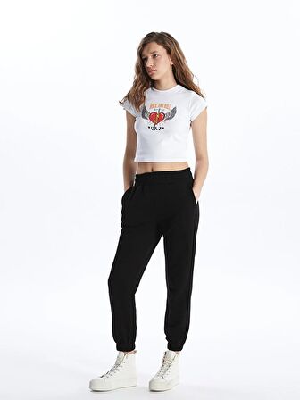 Kadın Beli Lastikli Düz Jogger Eşofman Altı