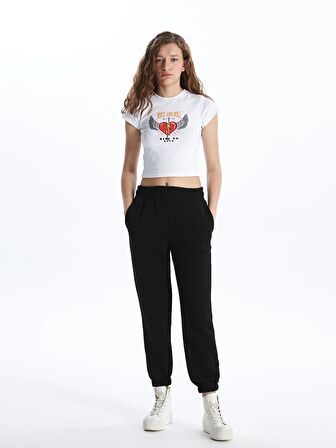 Kadın Beli Lastikli Düz Jogger Eşofman Altı