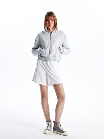 Kapüşonlu Oversize Kadın Fermuarlı Sweatshirt