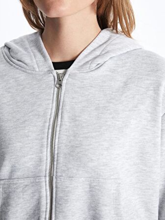 Kapüşonlu Oversize Kadın Fermuarlı Sweatshirt