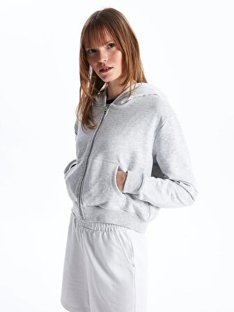 Kapüşonlu Oversize Kadın Fermuarlı Sweatshirt