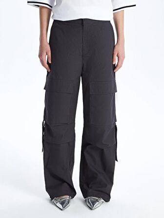 Kadın Standart Fit Düz Paraşüt Pantolon