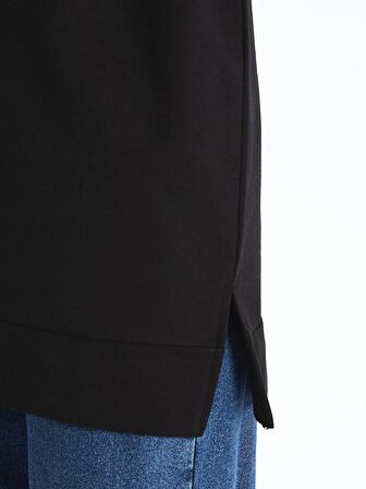 Bisiklet Yaka Düz Uzun Kollu Kadın Sweatshirt Tunik