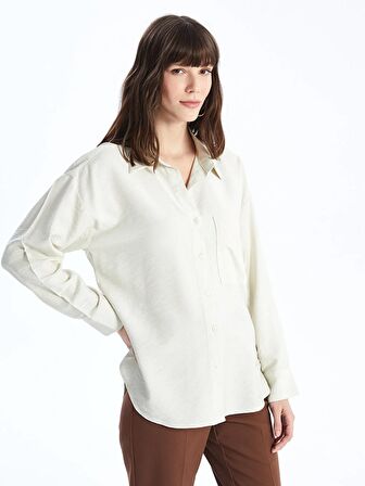 Düz Uzun Kollu Oversize Poplin Kadın Gömlek