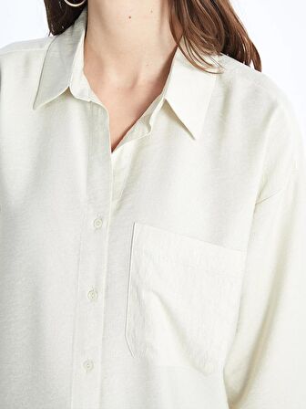Düz Uzun Kollu Oversize Poplin Kadın Gömlek