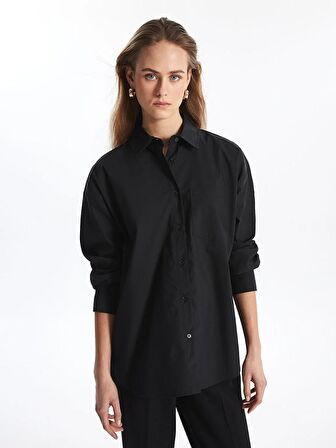 Düz Uzun Kollu Oversize Kadın Gömlek