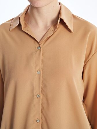 Düz Uzun Kollu Oversize Kadın Gömlek Tunik