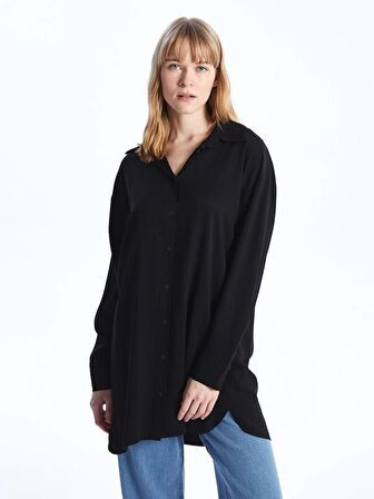 Düz Uzun Kollu Oversize Kadın Gömlek Tunik