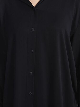 Düz Uzun Kollu Oversize Kadın Gömlek Tunik