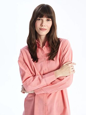 Düz Uzun Kollu Oversize Kadın Gömlek Tunik