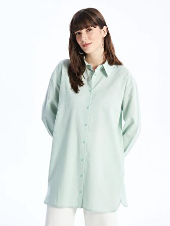 Düz Uzun Kollu Oversize Kadın Gömlek Tunik