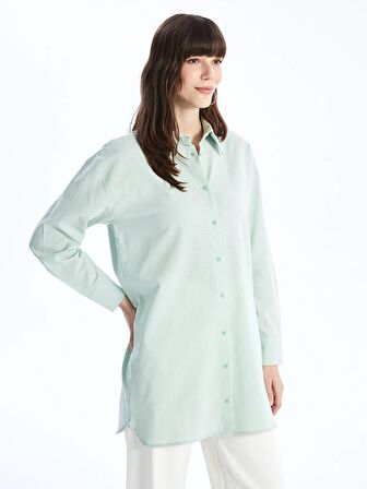 Düz Uzun Kollu Oversize Kadın Gömlek Tunik