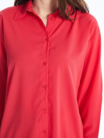 Düz Uzun Kollu Oversize Kadın Gömlek Tunik