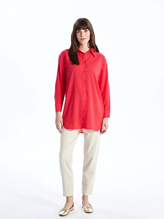 Düz Uzun Kollu Oversize Kadın Gömlek Tunik