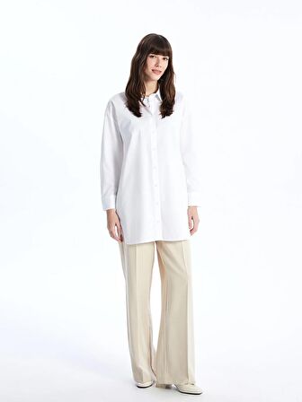 Düz Uzun Kollu Oversize Kadın Gömlek Tunik