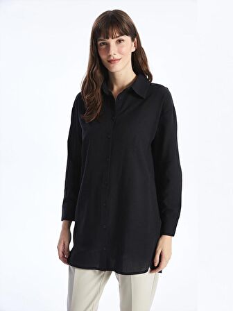 Düz Uzun Kollu Oversize Kadın Gömlek Tunik