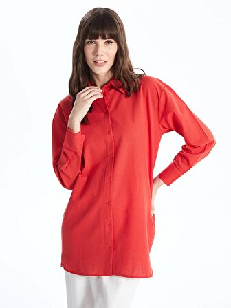 Düz Uzun Kollu Oversize Kadın Gömlek Tunik