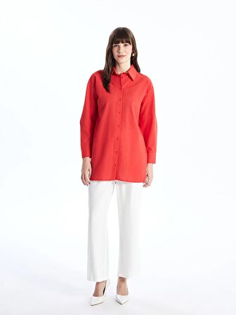 Düz Uzun Kollu Oversize Kadın Gömlek Tunik
