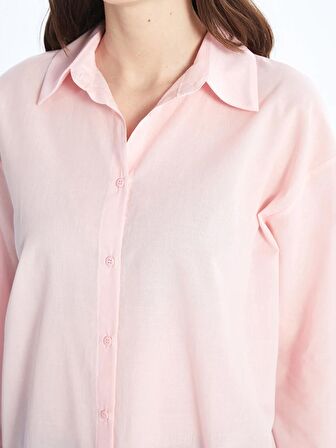 Düz Uzun Kollu Oversize Kadın Gömlek Tunik