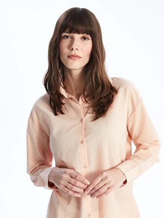 Düz Uzun Kollu Oversize Kadın Gömlek Tunik