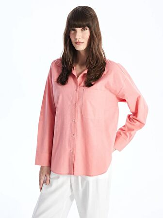 Düz Uzun Kollu Oversize Kadın Gömlek