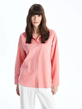 Düz Uzun Kollu Oversize Kadın Gömlek