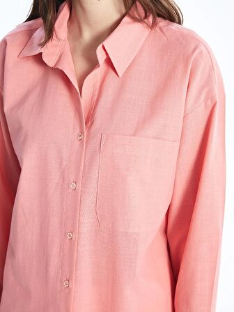 Düz Uzun Kollu Oversize Kadın Gömlek