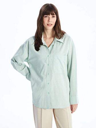 Düz Uzun Kollu Oversize Kadın Gömlek