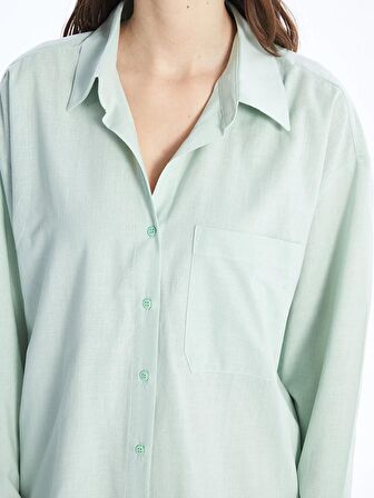 Düz Uzun Kollu Oversize Kadın Gömlek