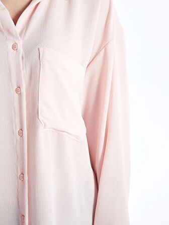 Düz Uzun Kollu Oversize Poplin Kadın Gömlek