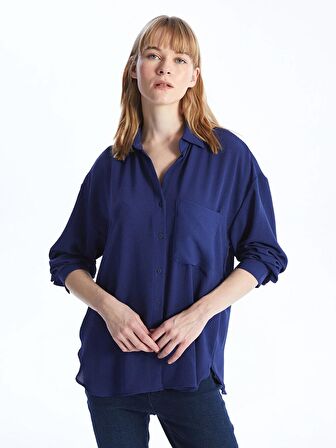 Düz Uzun Kollu Oversize Poplin Kadın Gömlek