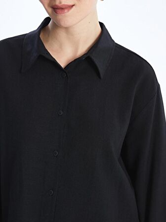 Düz Uzun Kollu Oversize Poplin Kadın Gömlek