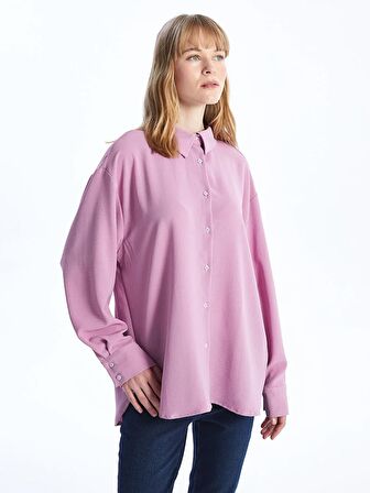 Düz Uzun Kollu Oversize Kadın Gömlek