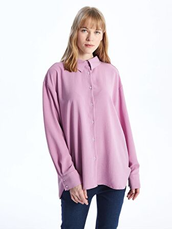 Düz Uzun Kollu Oversize Kadın Gömlek