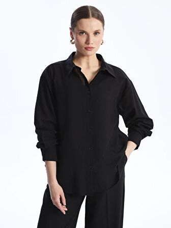 Düz Uzun Kollu Oversize Kadın Gömlek